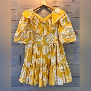 EN SAISON BABYDOLL DRESS YELLOW SMALL - NATURAL COTTON - COTTAGE CORE